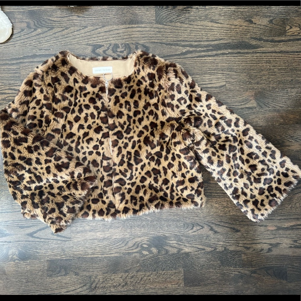 Y2K faux fur leopard coat